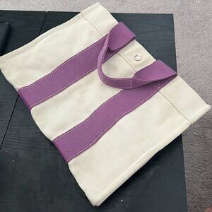 Hermes Bora Bora Canvas Tote Bag Ivory Purple